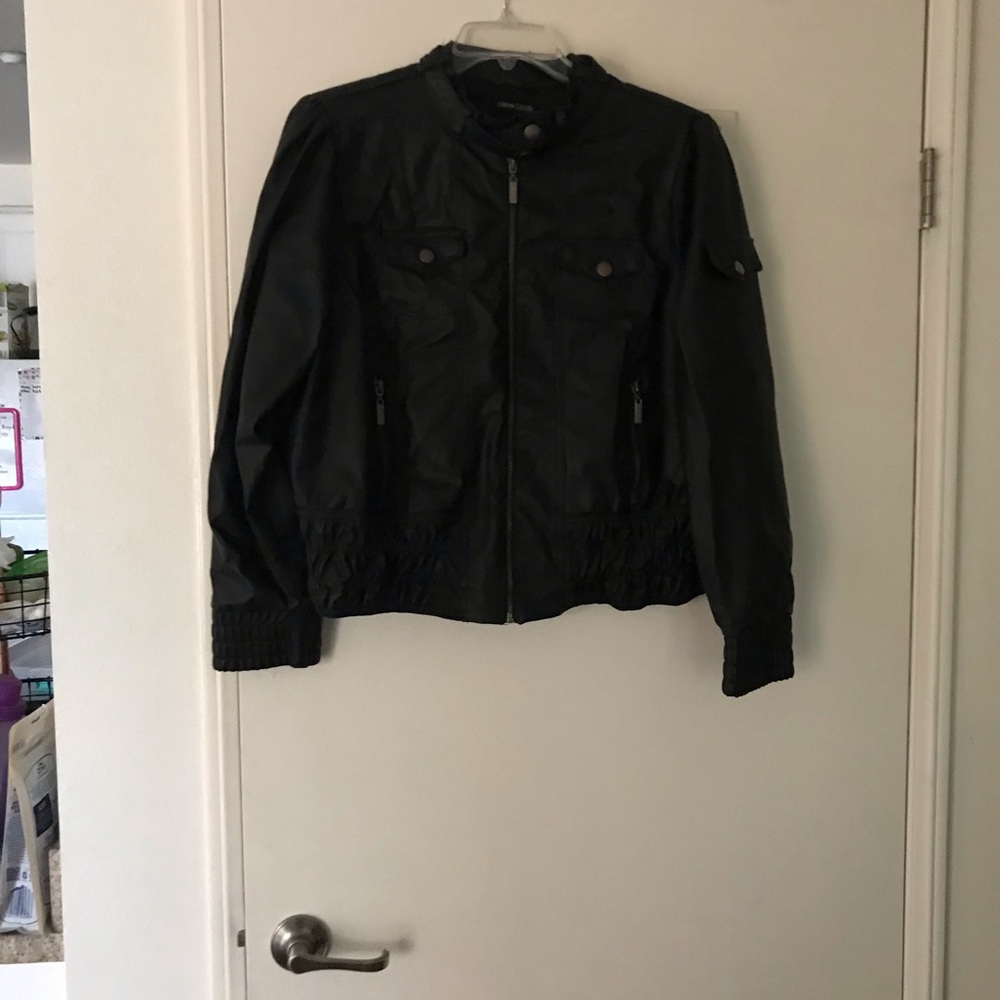 Plus size leather like jacket